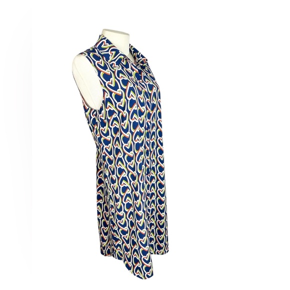 Cabi Dress Armour Hearts Interlocking Blue Button Front Collar size Medium - Picture 3 of 10